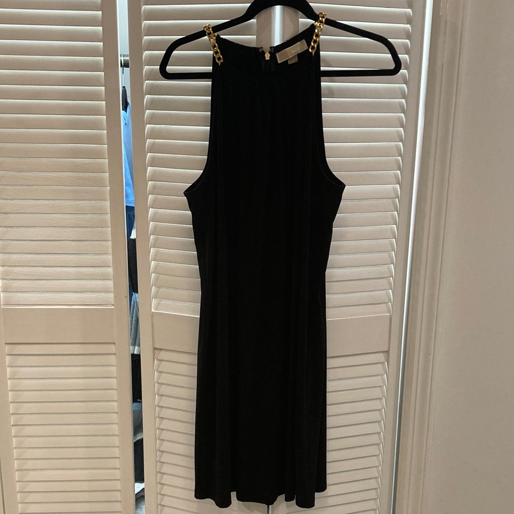 Michael Kors Black Dress with Gold Chain Accents